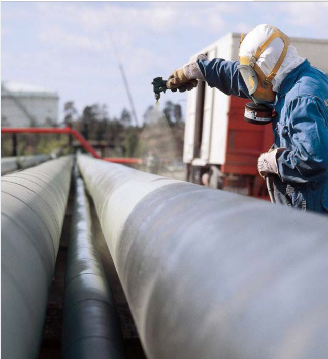 Pipework painted to international and Aramco/SABIC coating standards.