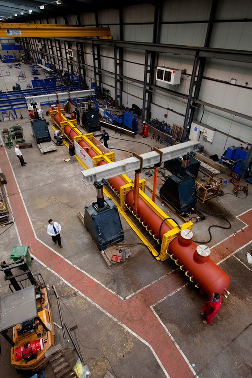 Large fired-heater / pressure equipment module under assembly and testing in the UnitBirwelco fabrication workshop