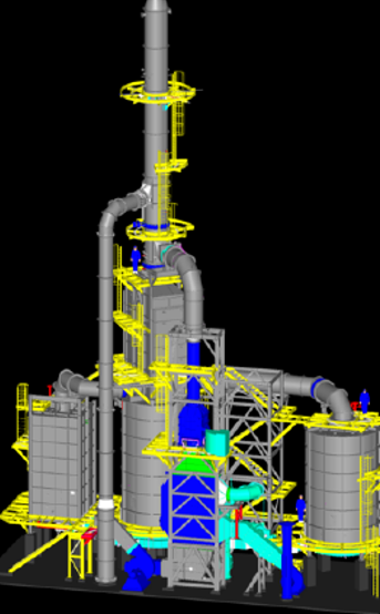 UnitBirwelco fired heater shown as a detailed 3D engineering model